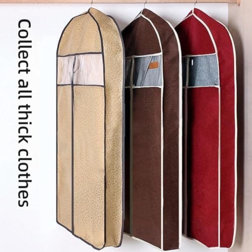 Garment Bag for Hanging Clothes, 2025 New Breathable New Three-Dimensional Coat Fur Clothing Dust Cover Extended Down Jacket Mink dust Bag Coat Cover Hanging Type ﻿ (Red 88 * 60 * 10CM) — view 5