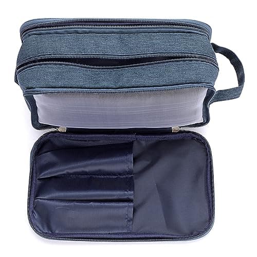 IGNPION Travel Toiletry Wash Bag Dry & Wet Separation Men Dopp Kit Bag Gym Shaving Organiser Bag with 3 Compartments (Dark Blue) — view 6