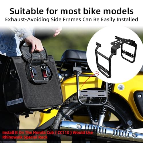 Rhinowalk Motorcycle Saddlebag 13L Waterproof Luggage Bag Quick Release Motorcycle Side Bag for Motorbike Travel(Black, 1 Pack) — view 5