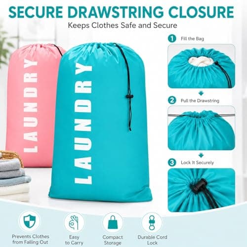 4PCS Laundry Bags Set(Green + Pink) — view 3