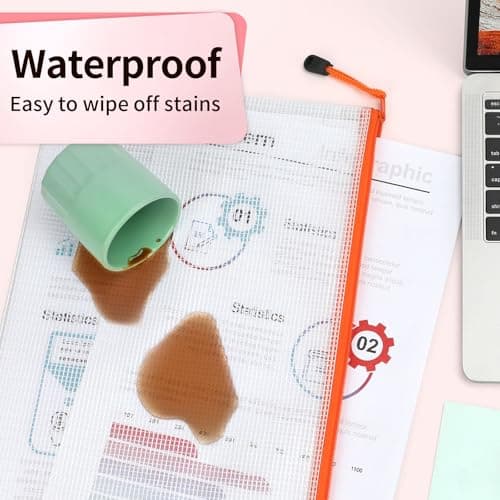 Plastic Wallets Folders - 12PCS Multi-Size Plastic Zip Lock Bags Document File Folders for School Office Supplies, Homework, Cosmetics and Travel Accessories (6 Size) — view 3