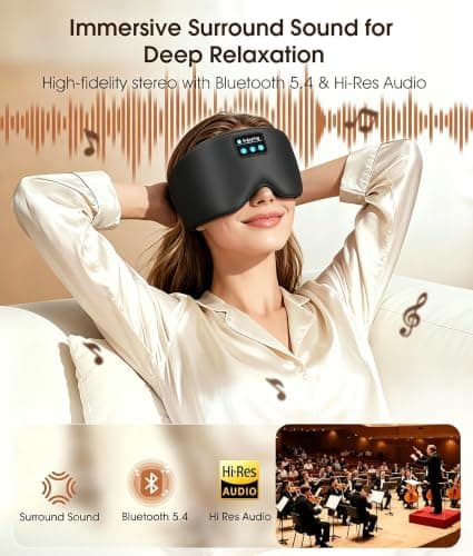 3D Silk Bluetooth Sleep Mask Headphones, Mulberry Silk Eye Mask with Ultra-Thin Wireless Speakers, Bluetooth 5.4 Sleeping Headphones for Side Sleepers, Music Sleep Mask Gifts for Men Women — view 5