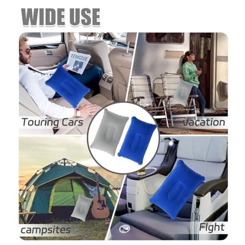 Generic 2Pcs Inflatable Pillows for Camping, 34*22cm, Portable, Waterproof, Blow Up Pillow, Folding, Beach, Sunbed, Neck, Adults, Outdoor, Fishing, Travel, Airplane, Car, Office, Sunbathing, Sleeping — view 5