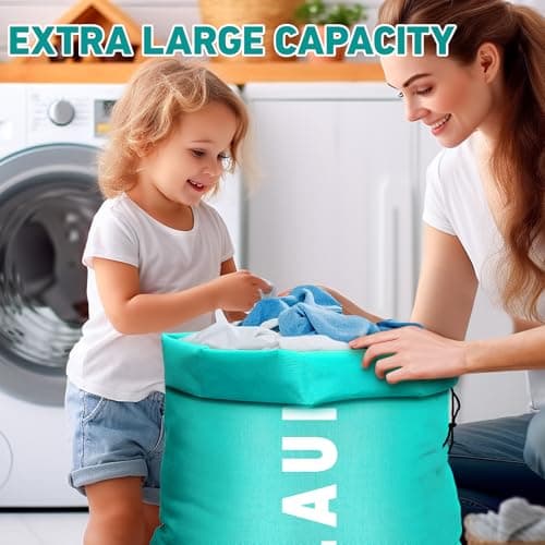 Travel Laundry Bags 2 Pack, 91 x 61 cm Drawstring Dirty Clothes Bags — view 3