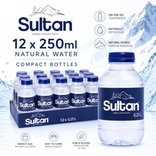 Sultan Natural Water 12 x 250ml Still Bottled Water Multipack Compact Mini Water Bottles Total 3 Litres Ideal for Lunch Boxes, Kids, Travel, Events, Meetings & Everyday Hydration — view 2