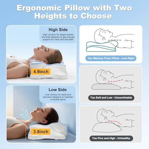 VYLEE Memory Foam Pillow, Neck Pillow, Ergonomic Pillow — view 5