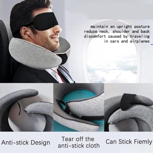 HOPASRISEE Flyhugz Travel Pillow, 2025 New Neck Pillow For Travel, Memory Foam Traveling Neck Pillow, Neck Support U-Shaped Pillow Set For Adult & Kids Sleeping Upright (1PC-A) — view 2