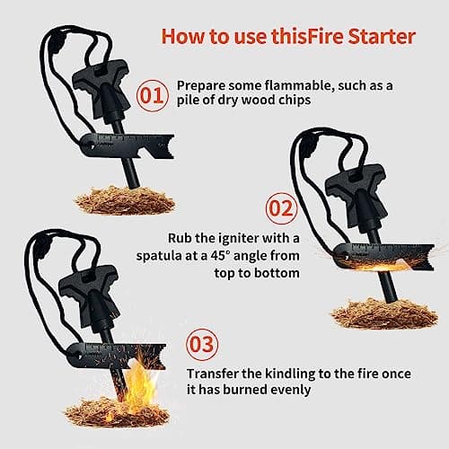 Survival Ferro Rod Fire Starter Kit Ferrous RodFire Steel Magnesium Starter — view 5