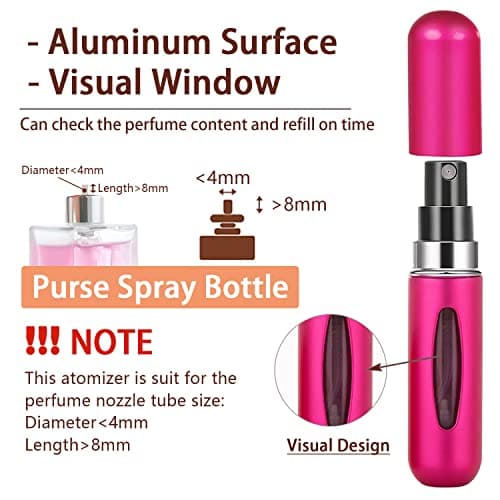 5PCS 5ml Perfume Atomiser Refillable Bottles Portable Mini Spray Travel Perfume Bottle Empty Fragrance Bottle Container for Perfume Aftershave Travel Business Trip Matte — view 3