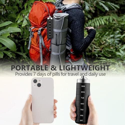 Mossime Metal Pill Organiser 7 Day: Stackable, Waterproof, Travel, Black — view 5