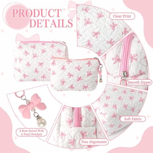 2 Pcs Cosmetic Bags, with Zipper, Pink, for Women — view 3