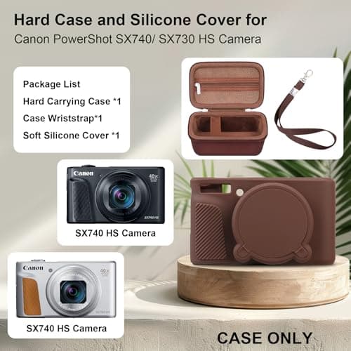 RAIALL Bundle Case for Canon PowerShot SX740/SX730 HS Digital Camera, Brown — view 3