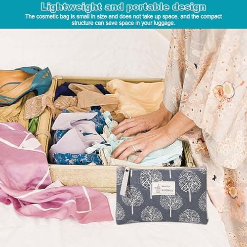 Canvas Cosmetic Bags, 2PCS Small Make Up Bag, Printed Makeup Bag — view 5