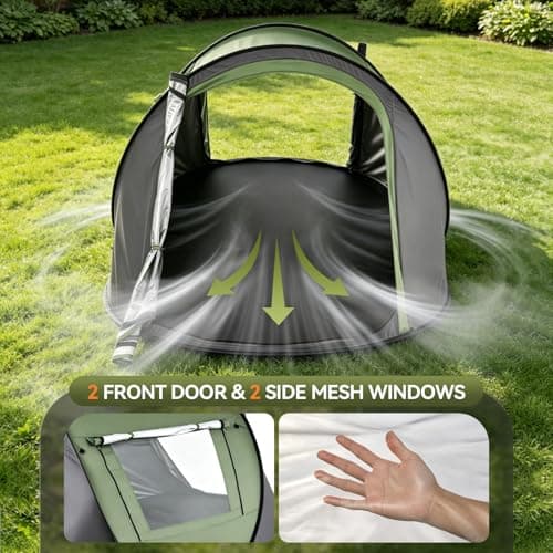 Warmiehomy Pop Up Tent 2-3 Man, Instant Family Camping Tent, Green — view 5