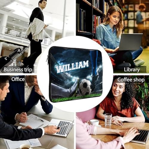 Personalised Football Laptop Sleeve – Custom Name Gift – Ideal for Kids, Teens, Football Lovers, Laptop Sleeve/Cover. (14") — view 6