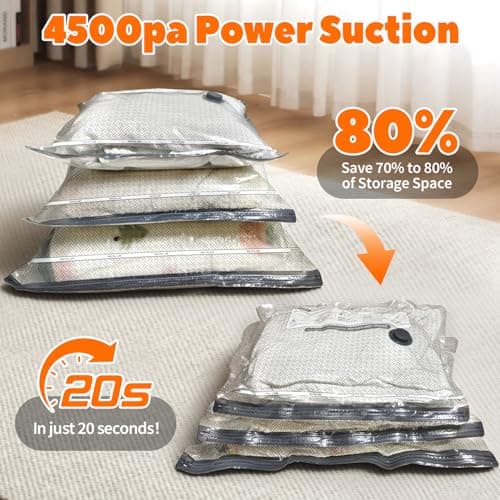 Vacuum Storage Bags, 9‑Pack Reusable Travel Vacuum Bags with Wireless Pump, 3 Sizes Space-Saving Vacuum Pack Bags for Clothes,Holiday Travel Essentials — view 5