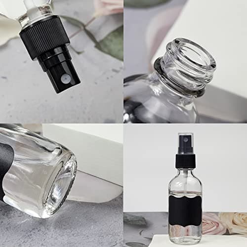 LIYUABU 60ml Clear Glass Spray Bottles,Small Empty Fine Mist Perfume Refillable Reusable Travel Spray Bottle for Essential Oils/Hair/Aromatherapy/Cleaning/Cosmetic with Extra Spray Nozzle(2 Pack) — view 3