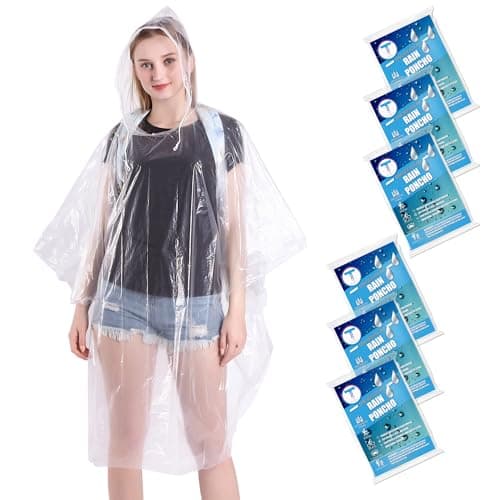 TUNCHMO Disposable Rain Ponchos for Adults 6 Pack Extra Thick