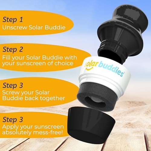 Solar Buddies Sunscreen Applicator - Single Black - Refillable Roll on Sponge Sunscreen, Suncream & Lotion Applicator For Kids, Adults & Families - Holds 3.4fl oz, Perfect Size for Travel — view 5
