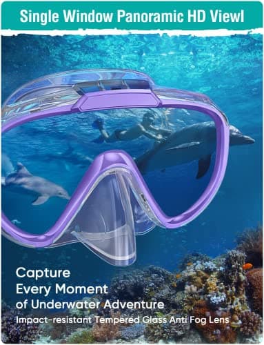 Lealinga Snorkel Set Adult Kid Panoramic View Snorkel Mask with Travel Bag — view 4