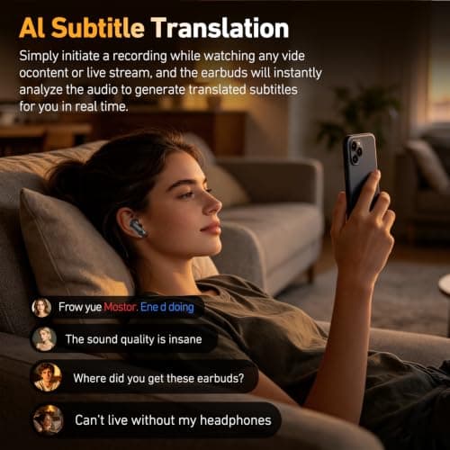 QYGCKJ NE72 AI Translation Earbuds Real Time,165 Languages Translator Ear Buds,Wireless Bluetooth 6.0 Headphones with LCD Touch Screen,Suitable for Travel, Business, Music — view 4