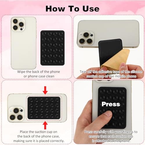 Giantree 2 Pcs Silicone Suction Phone Case Adhesive Mount, Suction Phone Case Mount Anti-Slip Hands-Free Mobile Accessory Phone Accessory Holder (Black) — view 4