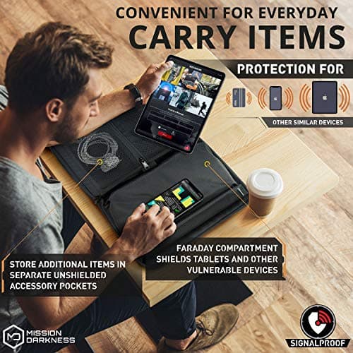 Mission Darkness Mojave Faraday Tablet Bag // Multi-Functional Travel Case with Accessory Pockets and Built-in Faraday Sleeve // Signal-Blocking, Anti-Tracking, Anti-Hacking, Anti-Spying Faraday Cage — view 5