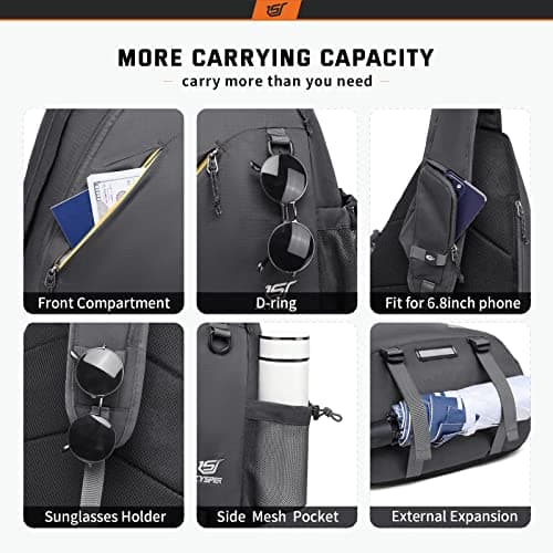 SKYSPER Sling Laptop Bag (Up to 13 Inch) - 18L Crossbody Sling Backpack Travel Shoulder Bag Hiking Daypack for Men Women(Darkgrey) — view 5