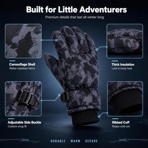 Kioeok Kids Waterproof Ski Gloves Touchscreen Snow Gloves for Boys Girls — view 3