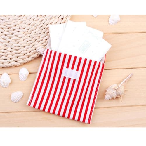 Sanitary Towel Pouch for Girls and Women, Cotton Linen Tape Design — view 2