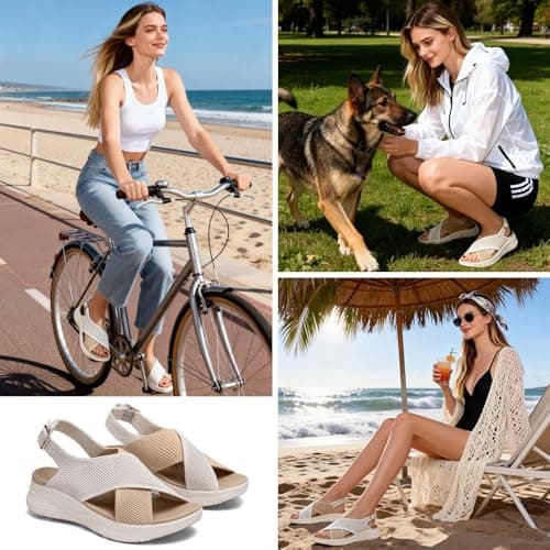 Hanani Womens Orthopedic Sandals Adjustable Strap Sandals Arch Support Ladies Summer Wedge Slingback Sliders Platform Walking Shoes Washable Slide Sport Girls Casual Thick Bottom Beach Shoes — view 2