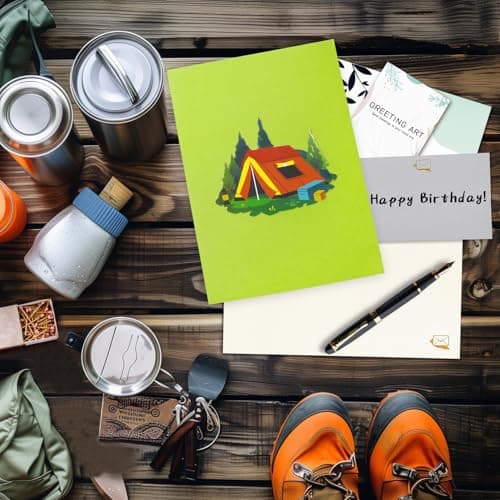 GREETING ART Pop Up Birthday Card for Him,Camping 3D Pop Up Greeting Card, Outdoor Nature Birthday Card, Retirement Card,Thank You Card Outdoors, Camping Card for Husband Dad — view 4