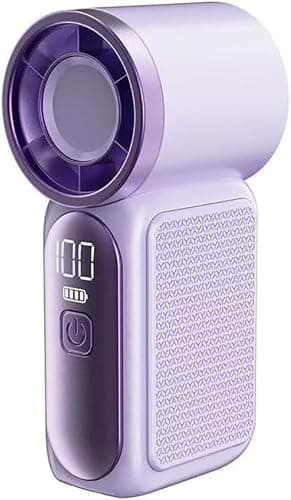 Pyltor 100 Speed Wind Digital Display Handheld Fan, 3000mAh Personal Pocket Fan,Blowing Device For Outdoor, Camping, Hiking, Travel, Compact & Ultra-Quiet Design, Strong Air (Purple)