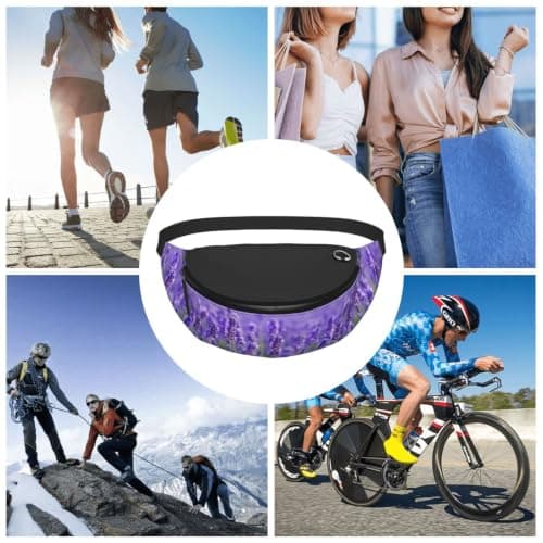 Purple Lavender Bum Bag Waist Fanny Pack,Adjustable Waist Bag for Women Men — view 4