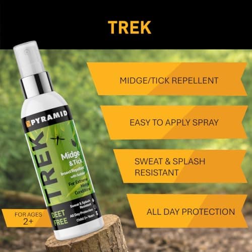 Pyramid Trek Midge & Tick No DEET Midge/Tick/Mosquito Repellent DEET FREE Saltidin Spray - 100ml — view 3