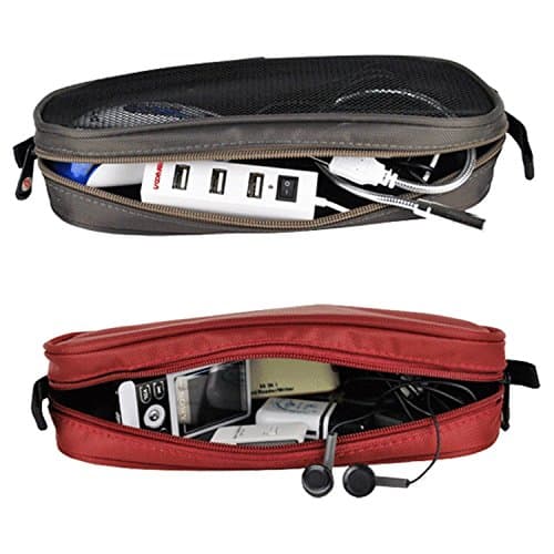 Universal Electronics Accessories Travel Organizer - Zipper Mesh Adapter Case for Laptop, Notebook, Tablet, Power, Mouse, Cord, USB Accessories - Red — view 6