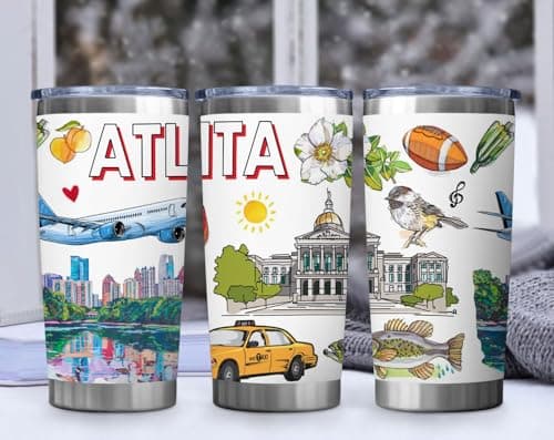 Pininerr City Travel Mug for City Lover,20oz Double Wall Tumbler Vacuum Insulated Stainless Steel Coffee Cups (Atlanta) — view 4