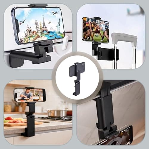 pawpoem 2 Pack Airplane in Flight Phone Holder, 360° Rotatable Travel Stand, Foldable Adjustable Phone Mount, Portable Desk Clamp for Airplane, Train, Office, Bed, Kitchen, Travel Essentials — view 5