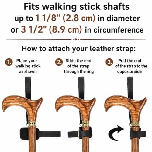 Asterom Genuine Leather Walking Stick Strap, Wrist Strap for Walking Sticks — view 4