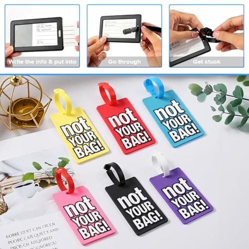 6 Pcs Luggage Tag with Name ID Card Colourful PVC Suitcase Tags — view 3
