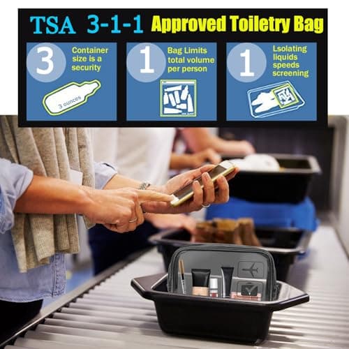 MODENGKONGJIAN TSA Approved Clear Travel Toiletry Bag, Rose Gold, 7.7 x 5.9 x 2.5 inch, Clear Toiletries Bags — view 6