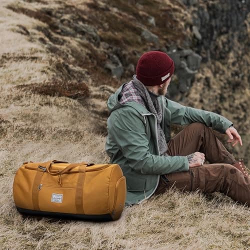 Lyweem Travel Duffel Bag for Men, 60L Large Sports Duffle Bag Backpack for Women Weekender Overnight Holdall Bags with Shoes Compartment Multifunctional Gym Bags, Brown — view 3