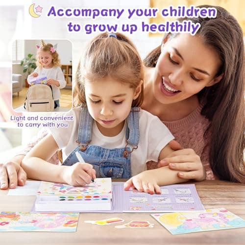 Ybzegrd 3-in-1 Water Colouring Book Girls 3+, Mess-Free Travel & Tear-Out — view 3