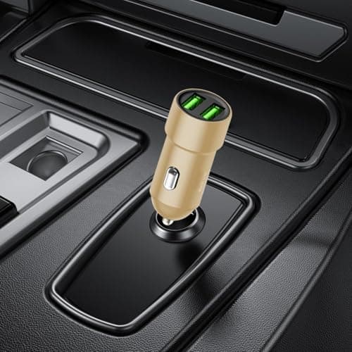 Metal USB Car Charger Portable Safe Auto Adapter Gold — view 2