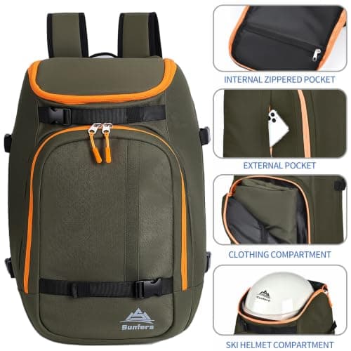 FeedMoo Ski Boot Bag Army Green Adult Snowboard Travel Cooler Backpack — view 4