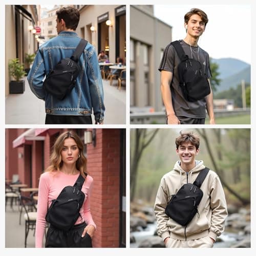 VNINE Anti Theft Man Bag,Small Sling Bag Waterproof Cross Body Bag & Chest Bag with Headphone Port for Travel Hiking Cycling Camping Outdoor Sports — view 5