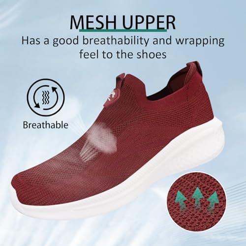 Giniros Mens Lightweight Trainers Slip On Shoes for Running and Walking Red — view 4
