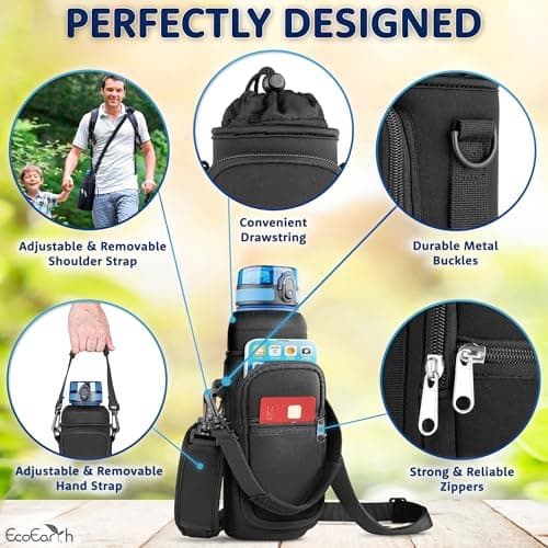 EcoEarth - Water Bottle Holder with Strap - Water Bottle Carrier Bag for Hiking - Crossbody Hydration Pouch with Phone Holder — view 2