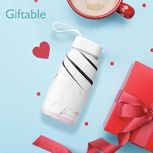 Meiliyadexin Compact Travel Umbrella, Travel Umbrella, Portable Mini Folding Umbrella, Small Pocket Umbrella for Rain, with 99% UV Protection Travel Umbrella for Girls and Women (Coral Powder) — view 5