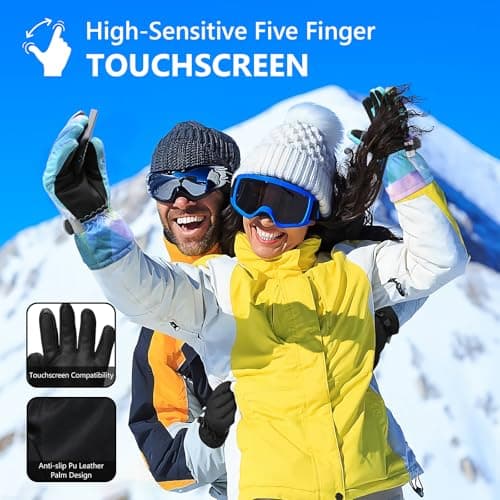Odtmger Ski Gloves,Snow Gloves Waterproof Winter Warm Cold Weather Touchscreen Gloves for Parent& Child Kids Skiing,Snowboarding — view 5